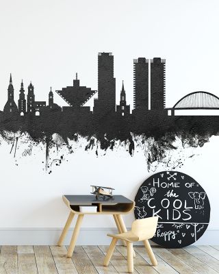 Bratislava Slovakia Skyline Black & White Wallpaper