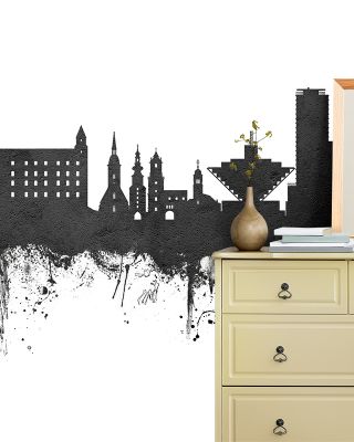 Bratislava Slovakia Skyline Black & White Wallpaper