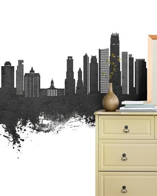 Brooklyn New York Skyline Black & White Wallpaper