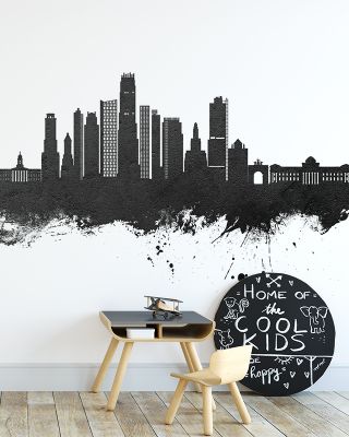 Brooklyn New York Skyline Black & White Wallpaper