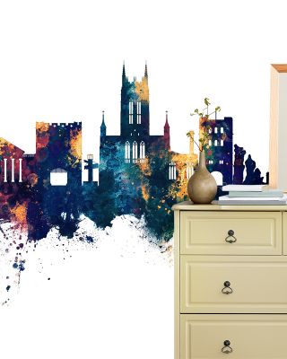 Bury St Edmunds England Skyline Blue & Bronze Wallpaper