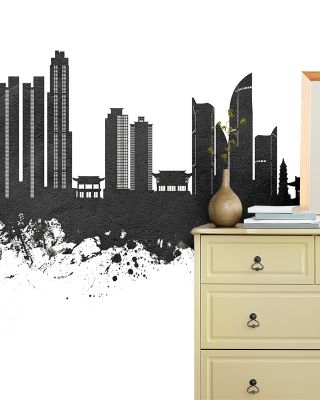 Busan South Korea Skyline Black & White Wallpaper