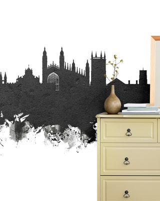 Cambridge England Skyline Black & White Wallpaper