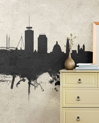 Cardiff Wales Skyline Concrete Wallpaper