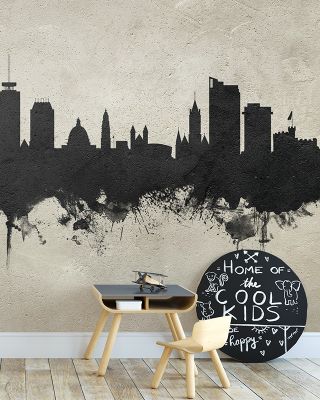 Cardiff Wales Skyline Concrete Wallpaper