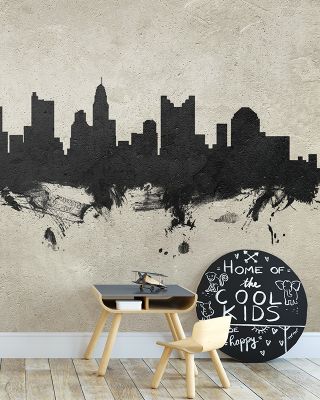 Columbus Ohio Skyline Concrete Wallpaper