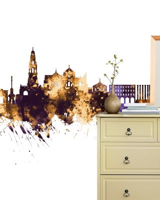 Córdoba Spain Skyline Purple & Gold Wallpaper