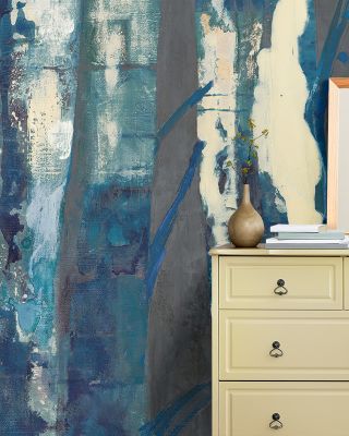 Deep Woods III Indigo on Gray Wallpaper