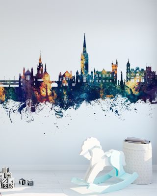 Derry Northern Ireland Skyline Blue & Bronze Wallpaper