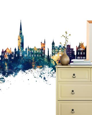 Derry Northern Ireland Skyline Blue & Bronze Wallpaper
