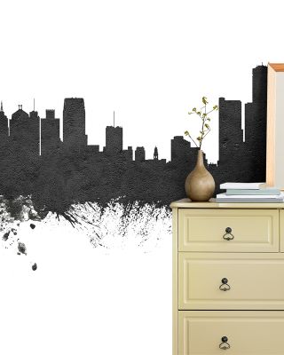 Detroit Michigan Skyline Black & White Wallpaper