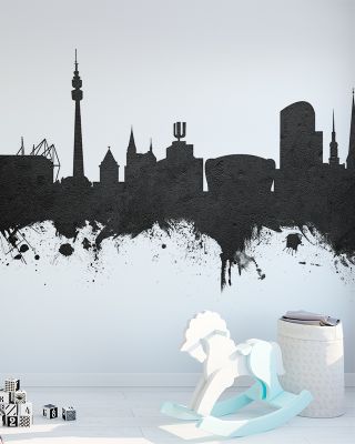 Dortmund Germany Skyline Black & White Wallpaper
