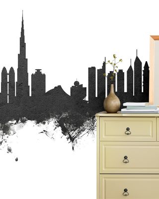 Dubai Skyline Black & White Wallpaper