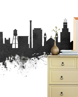Durham North Carolina Skyline Black & White Wallpaper