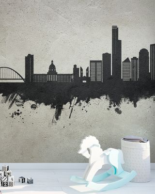 Edmonton Canada Skyline Concrete Wallpaper