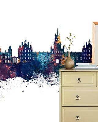 Egham England Skyline Blue & Bronze Wallpaper