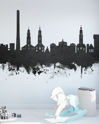 Erlangen Germany Skyline Black & White Wallpaper