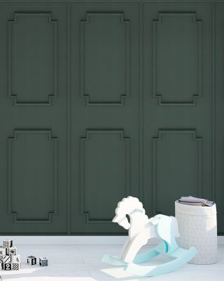 Faux Wall Panel Moulding, Pine Wallpaper