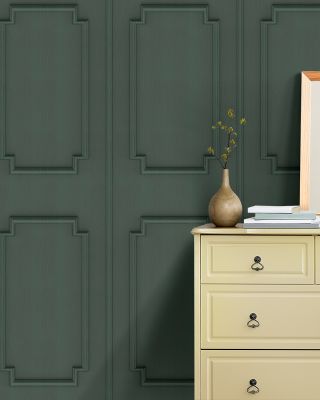 Faux Wall Panel Moulding, Pine Wallpaper