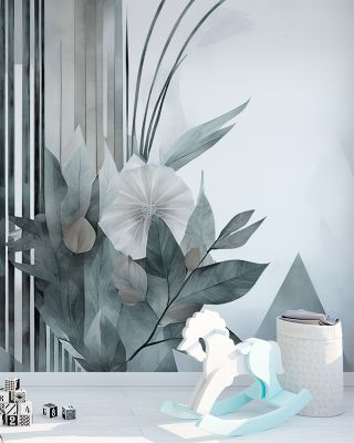 Floral Watercolor Abstract Teal Wallpaper