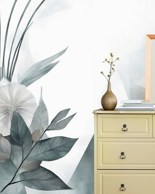 Floral Watercolor Abstract Teal Wallpaper