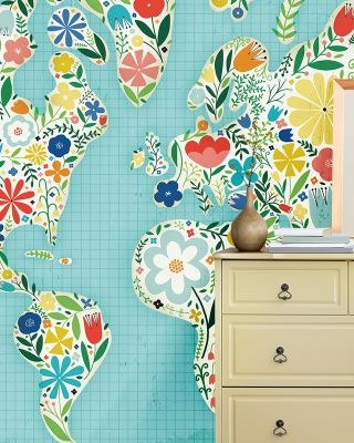 Floral World Blue Wallpaper