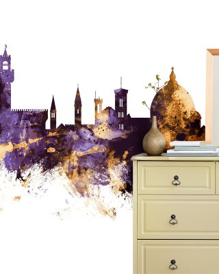 Florence Italy Skyline Purple & Gold Wallpaper