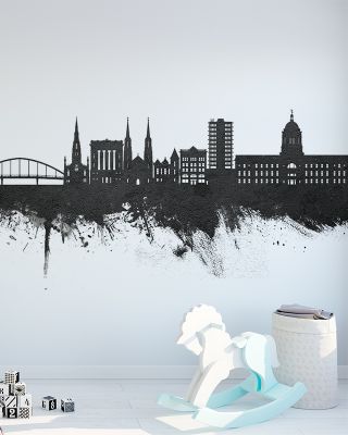 Fort Wayne Indiana Skyline Black & White Wallpaper