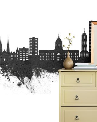 Fort Wayne Indiana Skyline Black & White Wallpaper