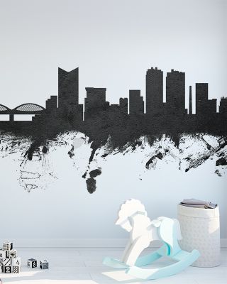 Fort Worth Texas Skyline Black & White Wallpaper