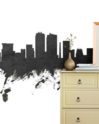 Fort Worth Texas Skyline Black & White Wallpaper