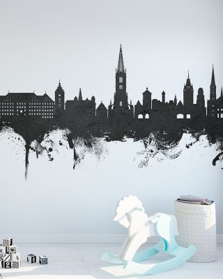 Freiburg Germany Skyline Black & White Wallpaper