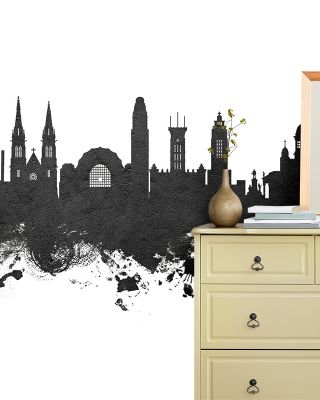 Helsinki Skyline Black & White Wallpaper