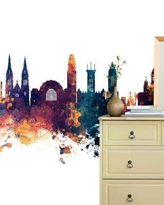 Helsinki Skyline Blue & Bronze Wallpaper