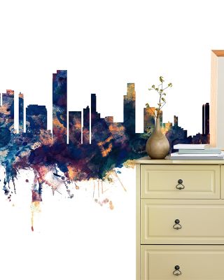 Honolulu Hawaii Skyline Blue & Bronze Wallpaper