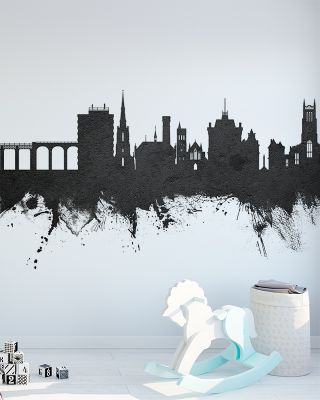 Huddersfield England Skyline Black & White Wallpaper