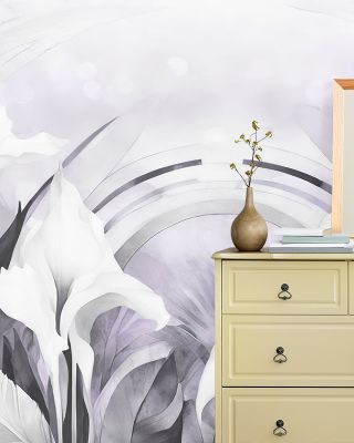 Irises and Feathers Purple Wallpaper