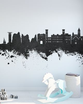 Isle of Wight England Skyline Black & White Wallpaper