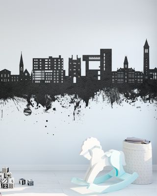 Ithaca New York Skyline Black & White Wallpaper
