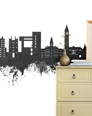 Ithaca New York Skyline Black & White Wallpaper