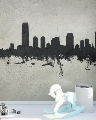 Jersey City New York Skyline Concrete Wallpaper