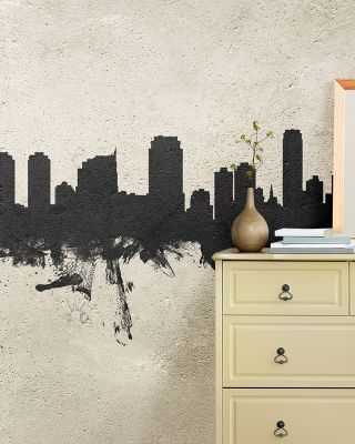 Jersey City New York Skyline Concrete Wallpaper