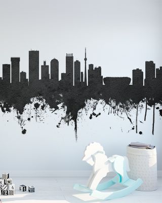 Johannesburg South Africa Skyline Black & White Wallpaper