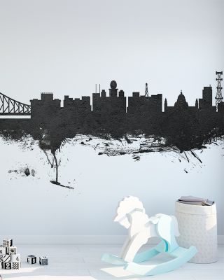Kolkata (Calcutta) India Skyline Black & White Wallpaper