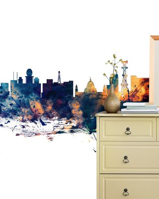 Kolkata (Calcutta) India Skyline Blue & Bronze Wallpaper