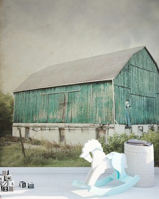 Late Summer Barn I Crop Vintage Wallpaper