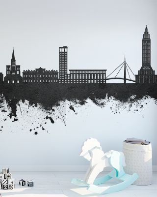 Le Havre France Skyline Black & White Wallpaper