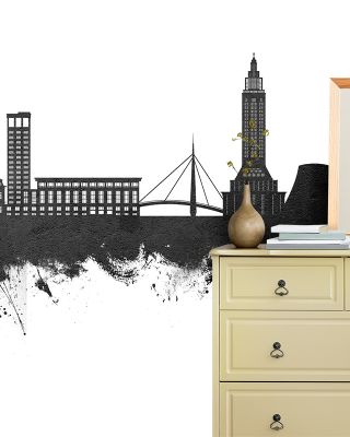 Le Havre France Skyline Black & White Wallpaper