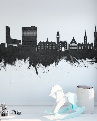 Lille France Skyline Black & White Wallpaper