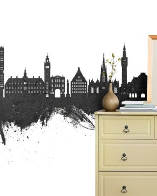 Lille France Skyline Black & White Wallpaper